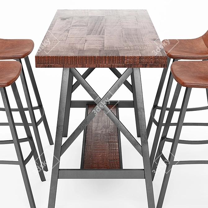 Modern Bar Table and Stool Set 3D model image 2