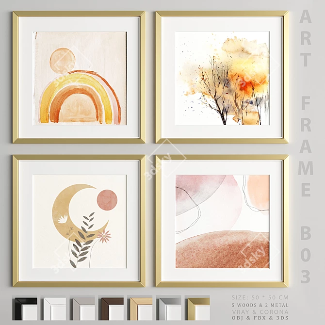 Modern Art Frame Collection 

47 Frame Material Options
50x50cm Size, 3Dmax & Corona File 
Exported in 3D model image 1