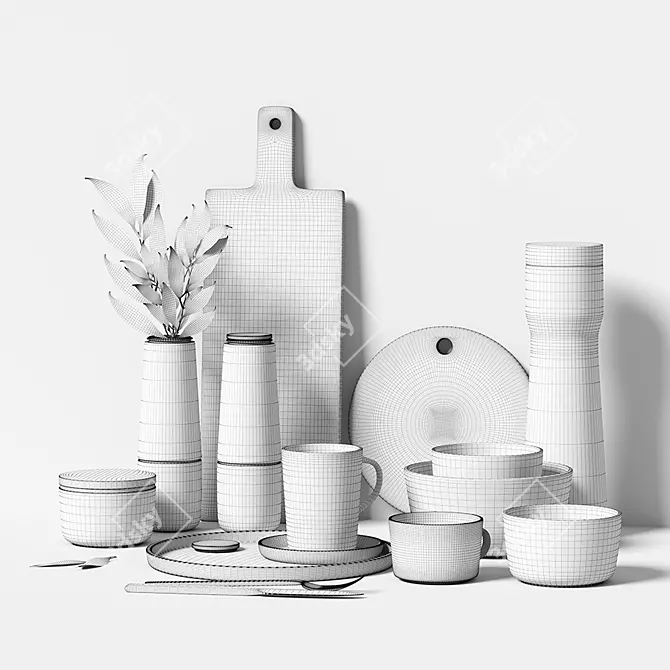 Sleek Elegance: Minimalist Tableware 3D model image 5