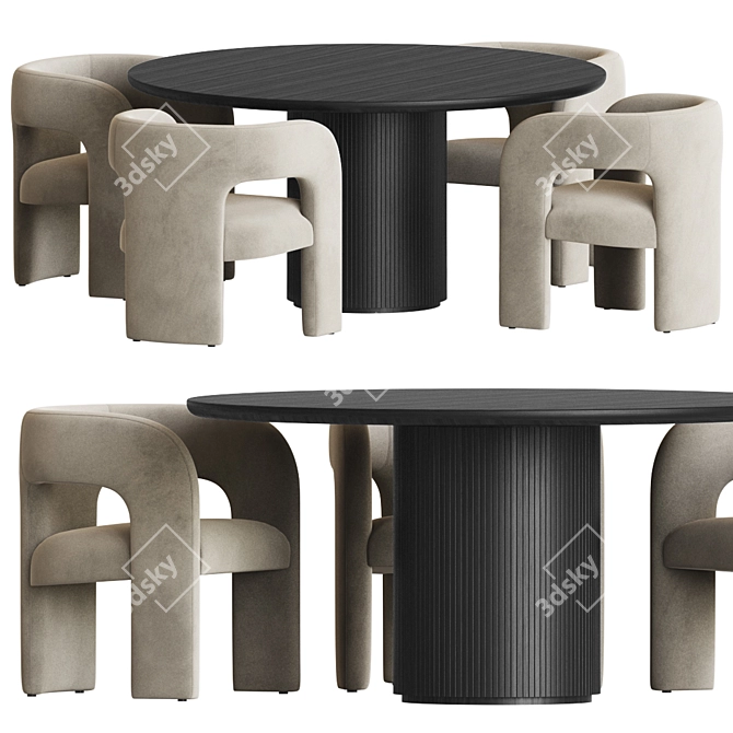 Elegant Dunloe Dining Set 3D model image 2