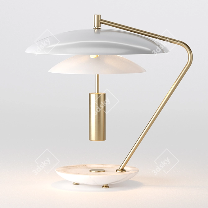 Handcrafted Brass Desk Lamp with Adjustable Cover 3D model image 2