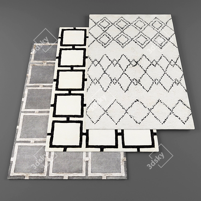 High-Resolution Rug Set | 3 Textured Rugs 3D model image 1