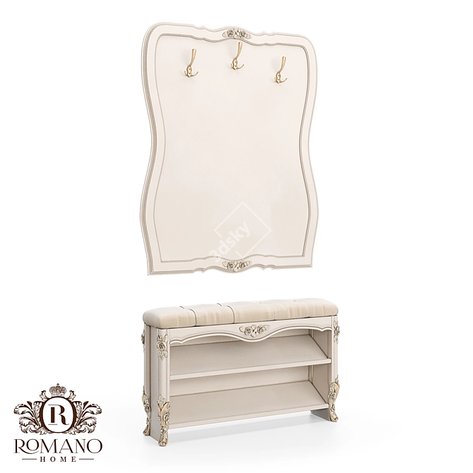 Nicole Home Shoe Bench - Handcrafted and Customizable 3D model image 1