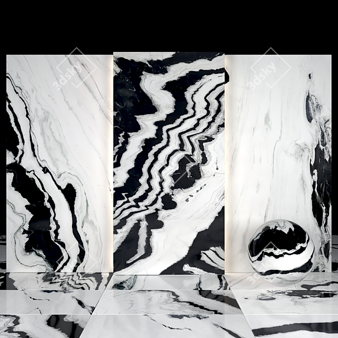 Panda Marble: Elegant Slabs & Tiles 3D model image 1