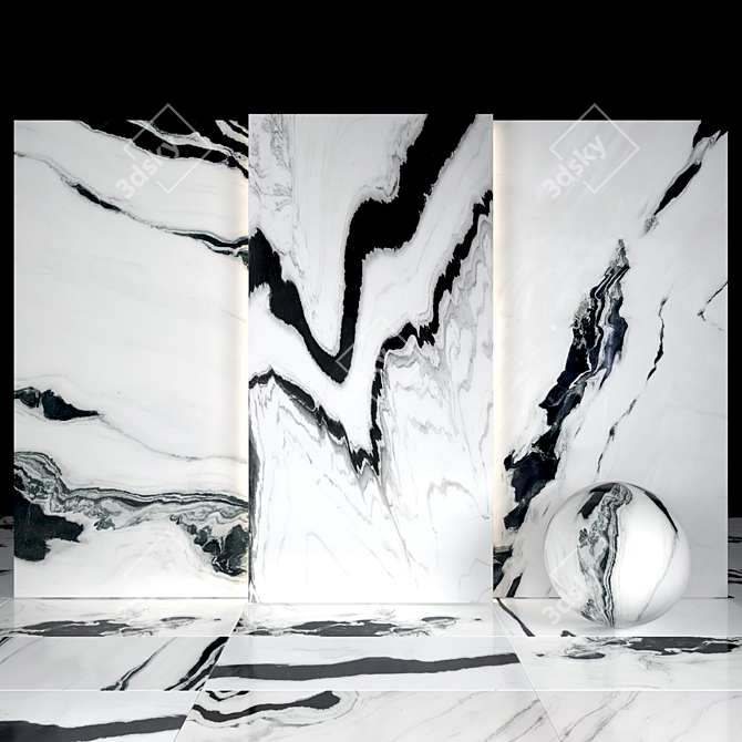 Panda Marble: Elegant Slabs & Tiles 3D model image 2