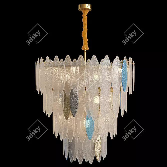 Elegant Glass Petal Chandelier 3D model image 1