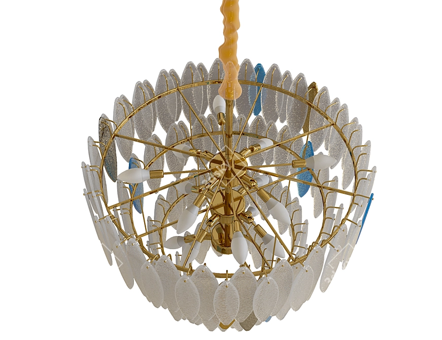 Elegant Glass Petal Chandelier 3D model image 4