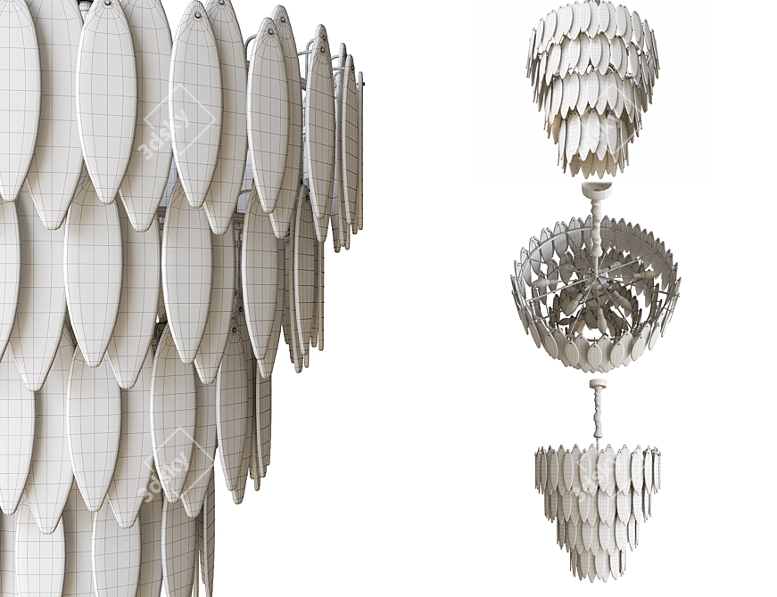 Elegant Glass Petal Chandelier 3D model image 5