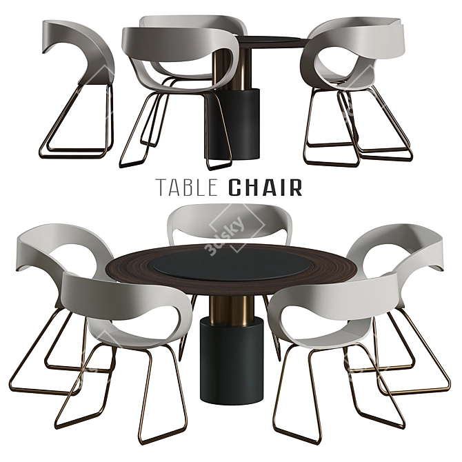 Modern Interior Table Chair 3D model image 1