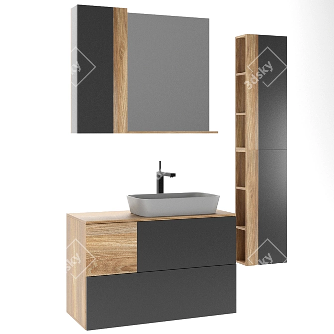 Modern Bathroom Furniture Set 3D model image 2