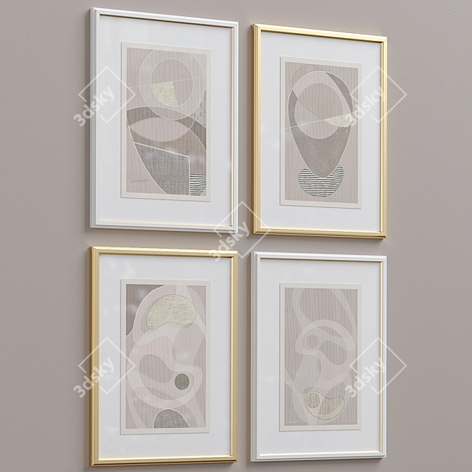 Framed Print P-300 - Beige Abstract Shapes Neutral Wall Art Set (52x70 cm)
Abstract Shapes Beige Framed Print 3D model image 2