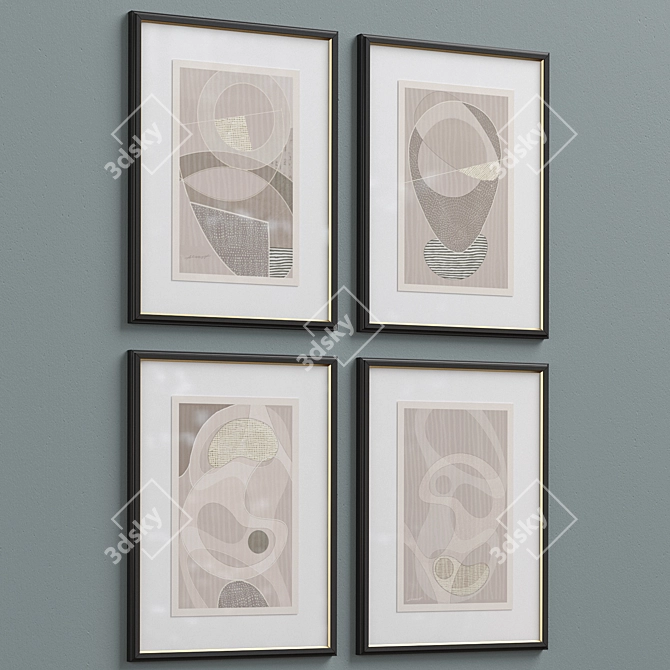Framed Print P-300 - Beige Abstract Shapes Neutral Wall Art Set (52x70 cm)
Abstract Shapes Beige Framed Print 3D model image 3