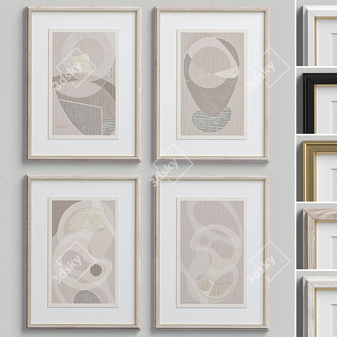 Framed Print P-300 - Beige Abstract Shapes Neutral Wall Art Set (52x70 cm)
Abstract Shapes Beige Framed Print 3D model image 6
