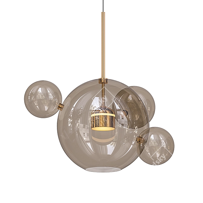 Amber Bubble LED Pendant Light 3D model image 1