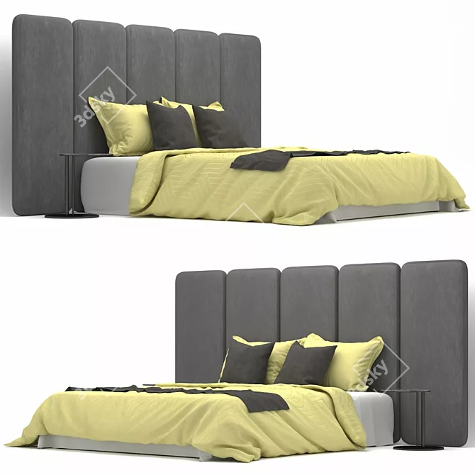 Sleek Contemporary Bed Design 3D model image 2