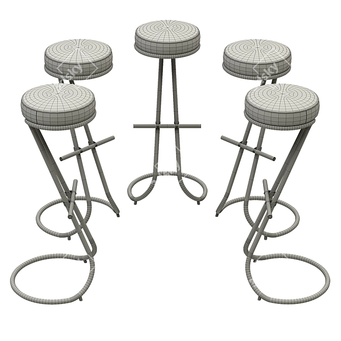 Italian Design: Set of 4 Gastone Rinaldi Barstools 3D model image 4