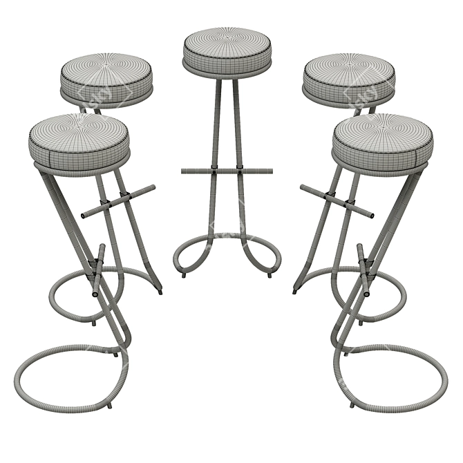 Italian Design: Set of 4 Gastone Rinaldi Barstools 3D model image 5