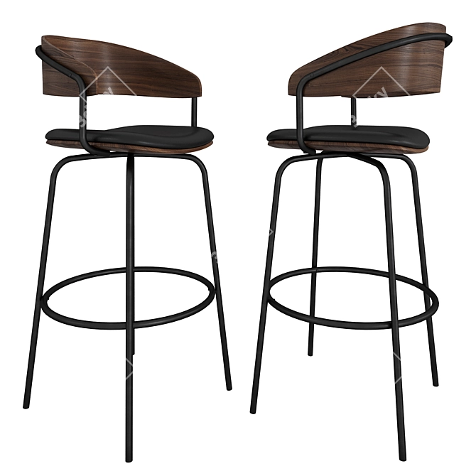 Sleek Steel Bar Stool 3D model image 5