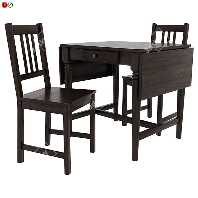 Elegant Black Dining Set 3D model image 1