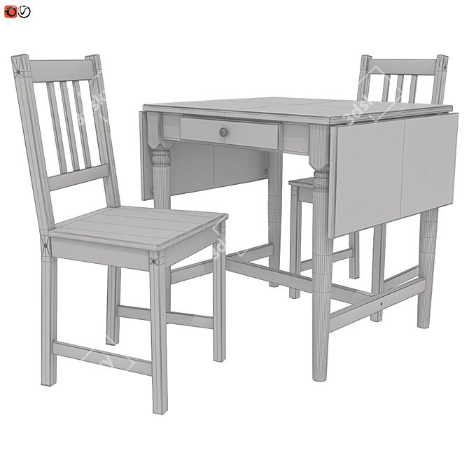 Elegant Black Dining Set 3D model image 2