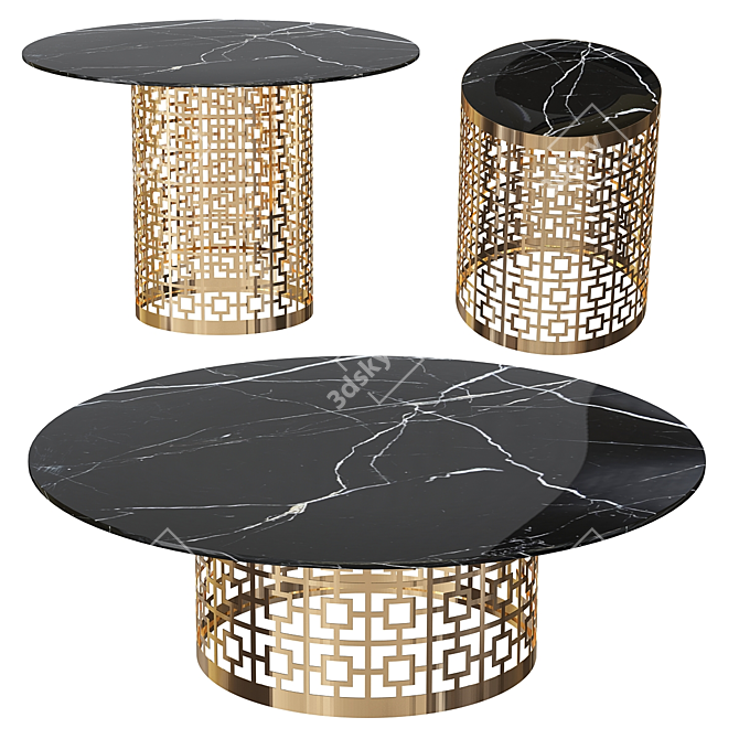 Modern Black Dining Table 3D model image 1