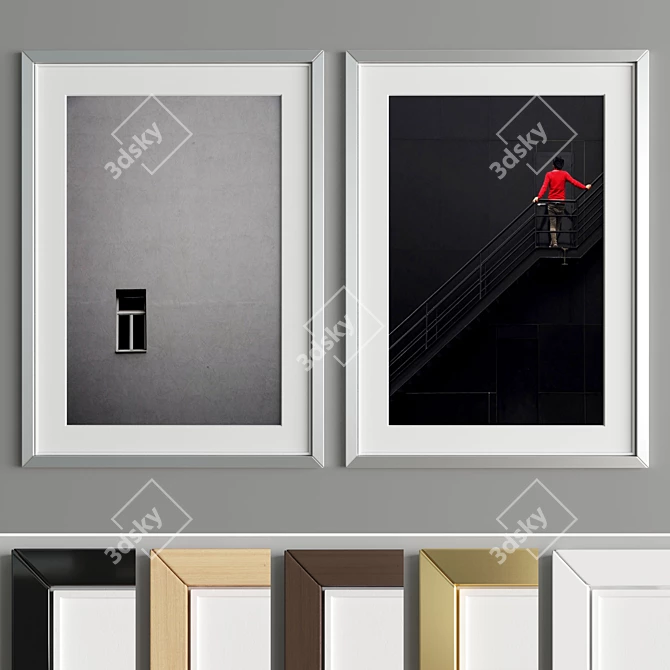 Modern Art Frame: A13 - 2 Frames with 6 Material Options - 50x70 cm 3D model image 4