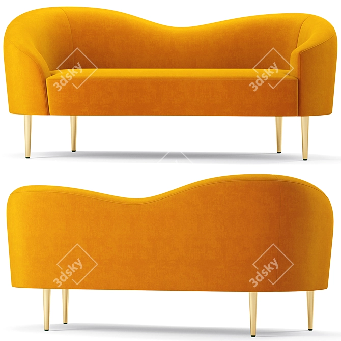 Ritz Velvet Loveseat: Elegant and Versatile 3D model image 1