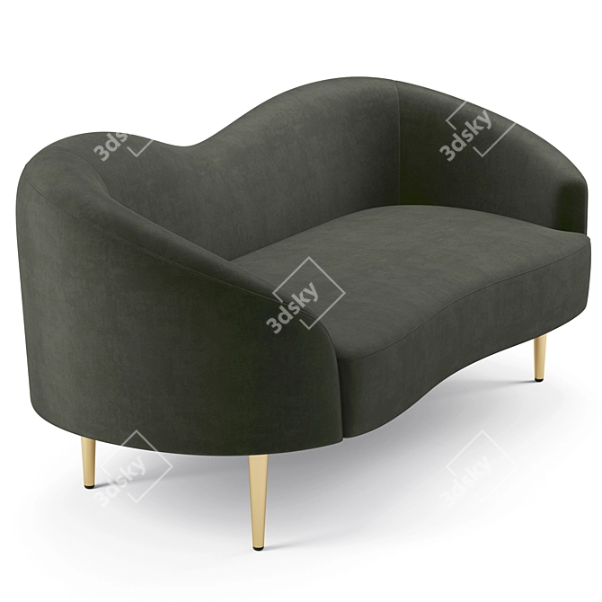 Ritz Velvet Loveseat: Elegant and Versatile 3D model image 3