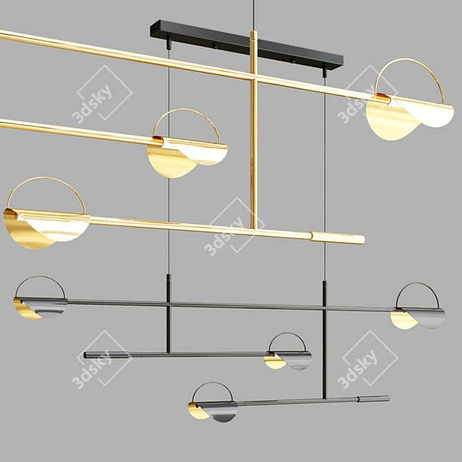 Gilian 4-Light Metal and Acrylic LED Matrix Pendant 3D model image 1