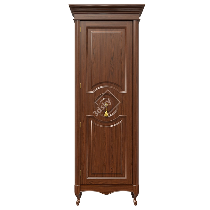 Solid Wood Wardrobe with Glass and Metal Accents 3D model image 1