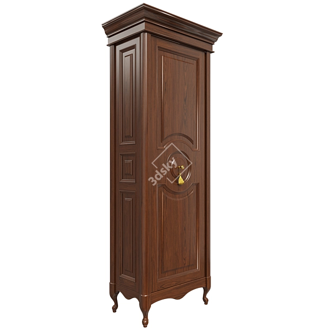 Solid Wood Wardrobe with Glass and Metal Accents 3D model image 3