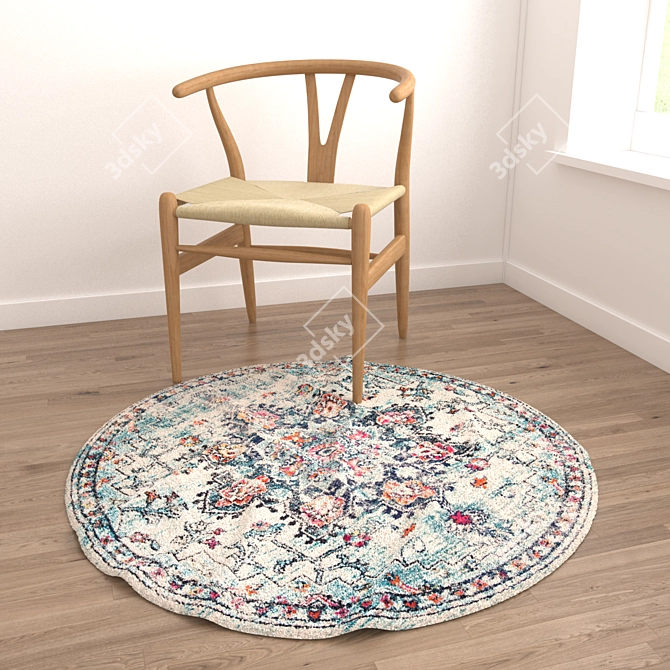 6-Piece Round Carpet Set: V-Ray and Corona Compatible 3D model image 4