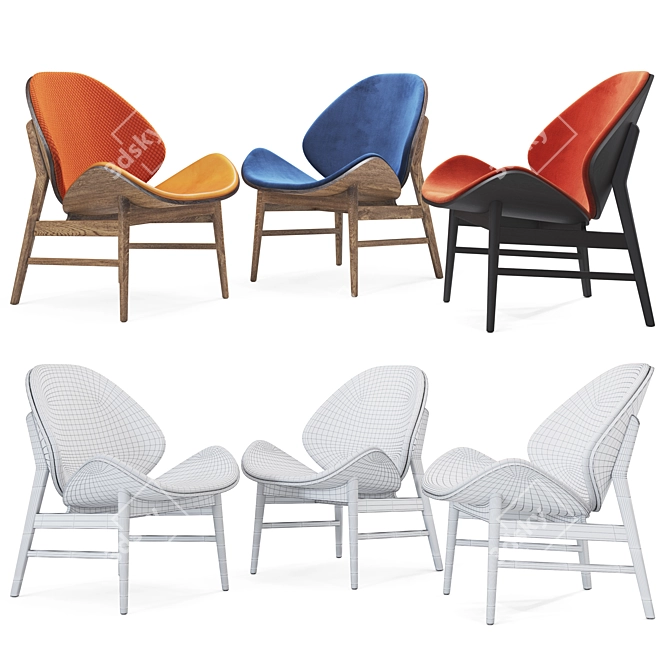 Modern Orange Lounge Chair | Vintage Design 3D model image 5