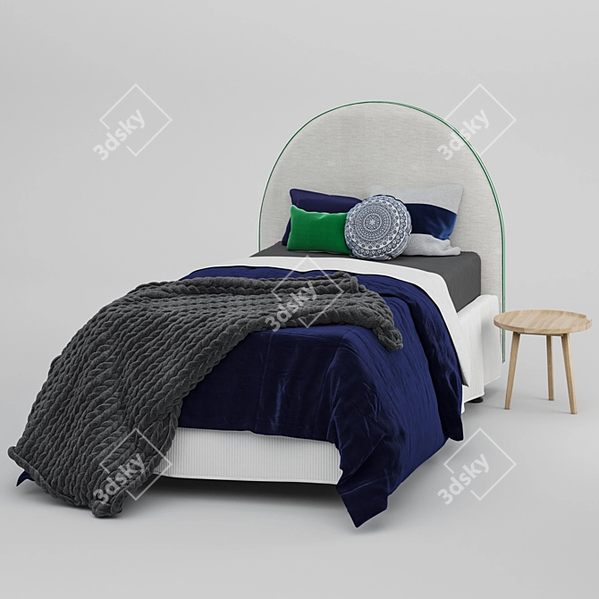 Crescent Boys Bed - Single | Stylish & Comfy 3D model image 6