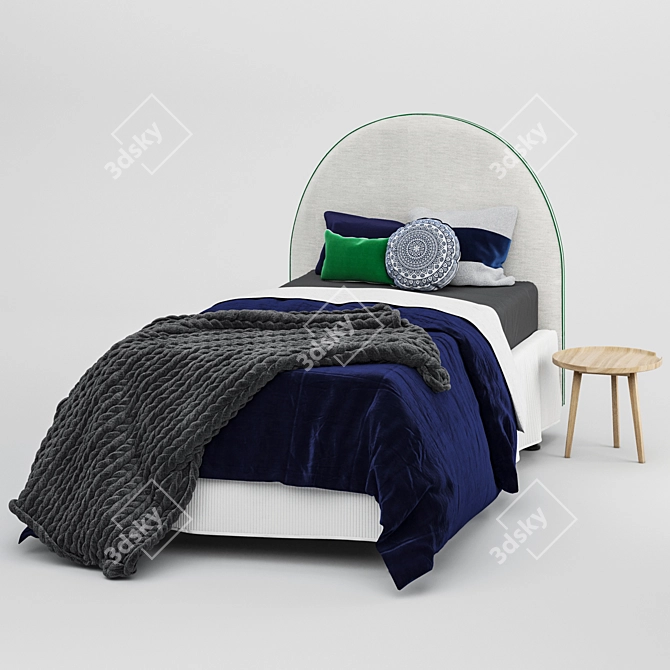 Crescent Boys Bed - Single | Stylish & Comfy 3D model image 7