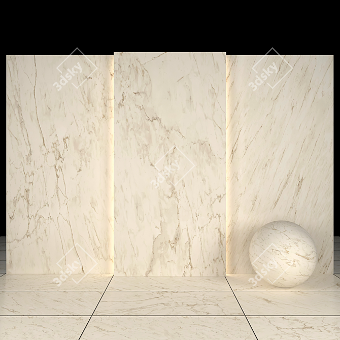 Cream Marble Collection: Glossy Texture, Various Sizes & Formats 3D model image 1