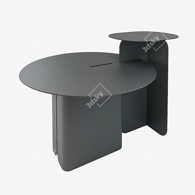 Sculptural Metal Side Table Set 3D model image 1