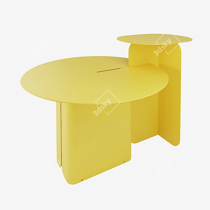 Sculptural Metal Side Table Set 3D model image 2