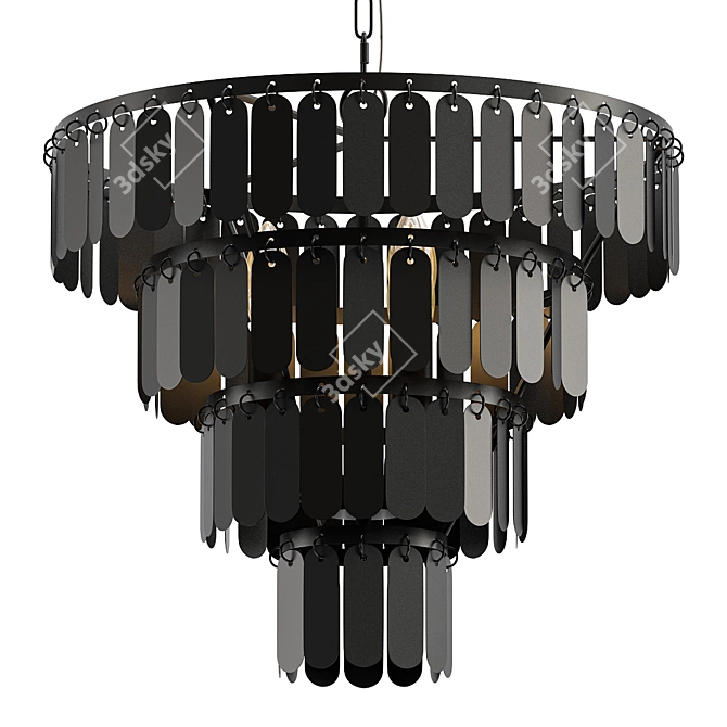 Sleek Noir Chandelier 3D model image 1