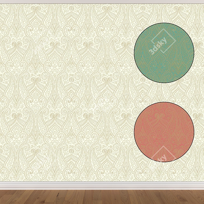 Seamless Wallpaper Set: 3 Colors with Textures 3D model image 1