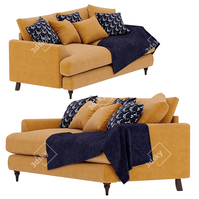 Elegant Joules Velvet Sofa 3D model image 2