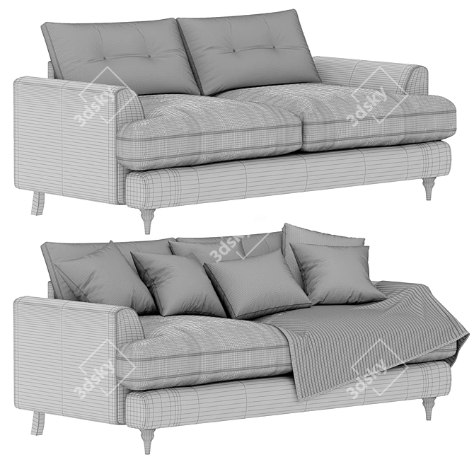 Elegant Joules Velvet Sofa 3D model image 8