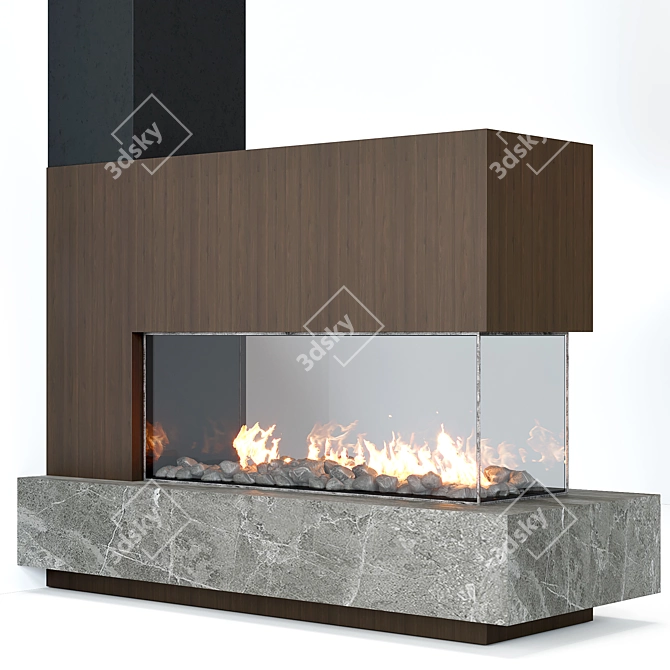 Modern Electric Fireplace 3D model image 2