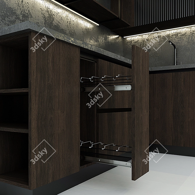 Modern Corner Kitchen with Bosch Appliances 3D model image 3