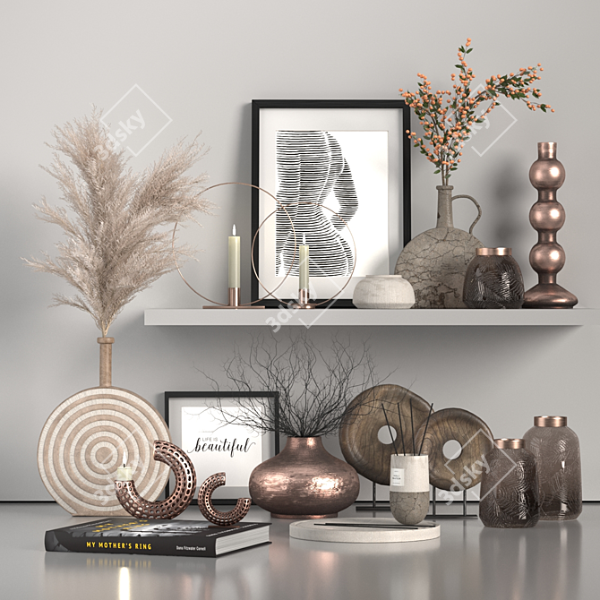 Vintage Home Decor Set 3D model image 1