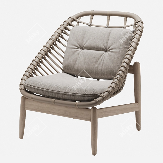 Modern Teak Lounge Chair 3D model image 1