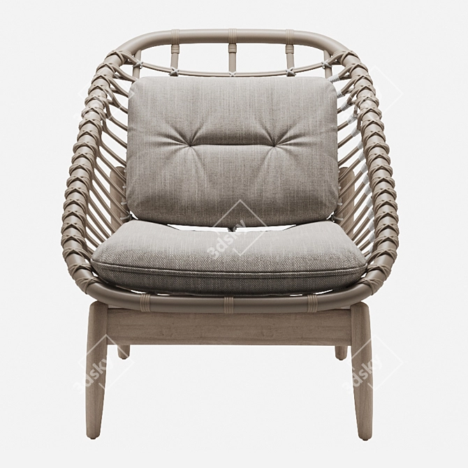 Modern Teak Lounge Chair 3D model image 2