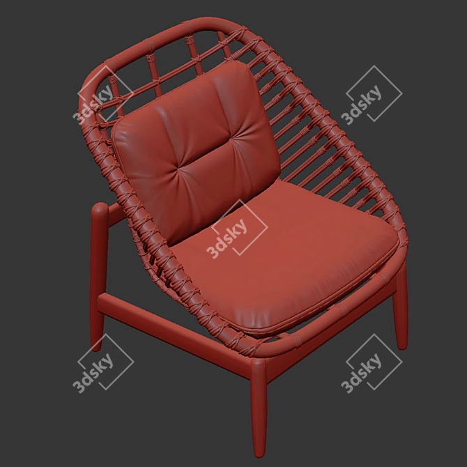 Modern Teak Lounge Chair 3D model image 4