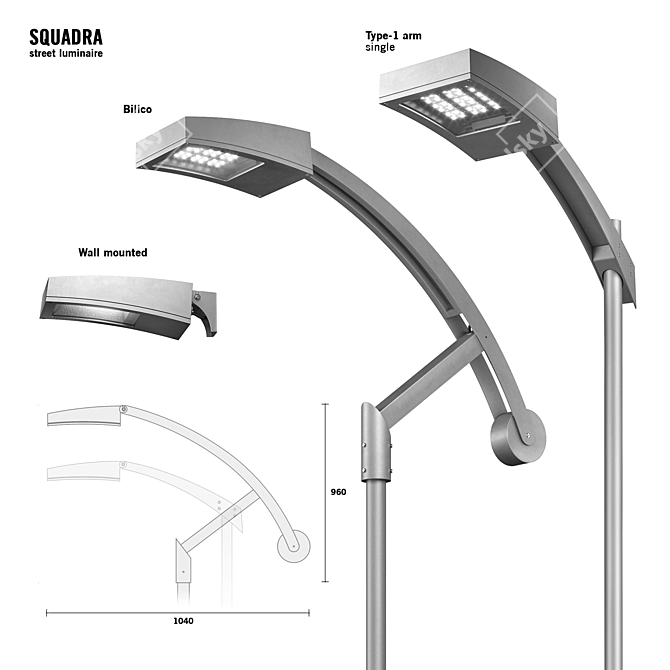 SQUADRA Street Luminaire - Innovative Lighting Solution 3D model image 2