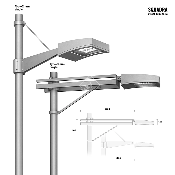 SQUADRA Street Luminaire - Innovative Lighting Solution 3D model image 3